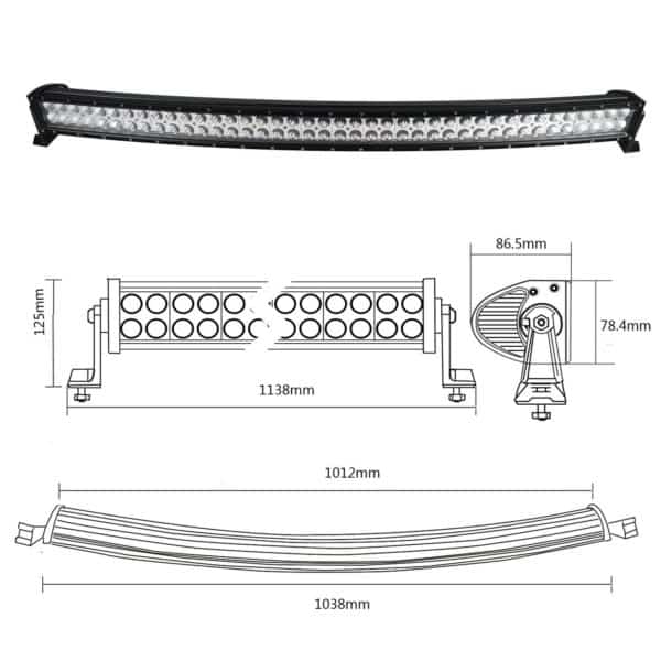 240w led rampa zahnutá